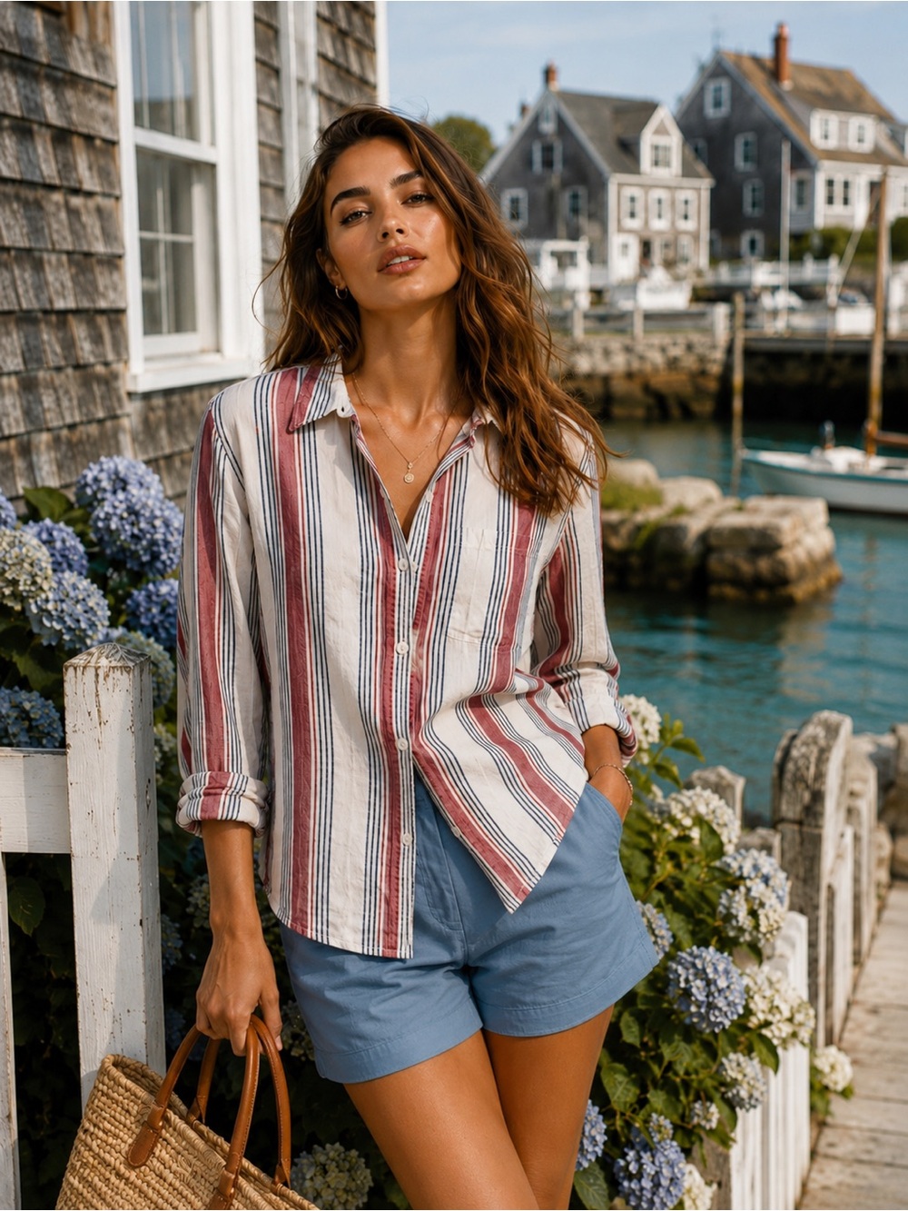 BeachLunchLounge Striped Button Down Shirt Small Coastal Lightweight Top